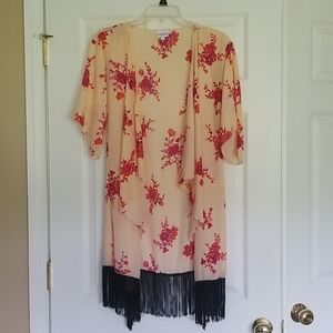 Peach floral pink small lularoe Monroe kimono